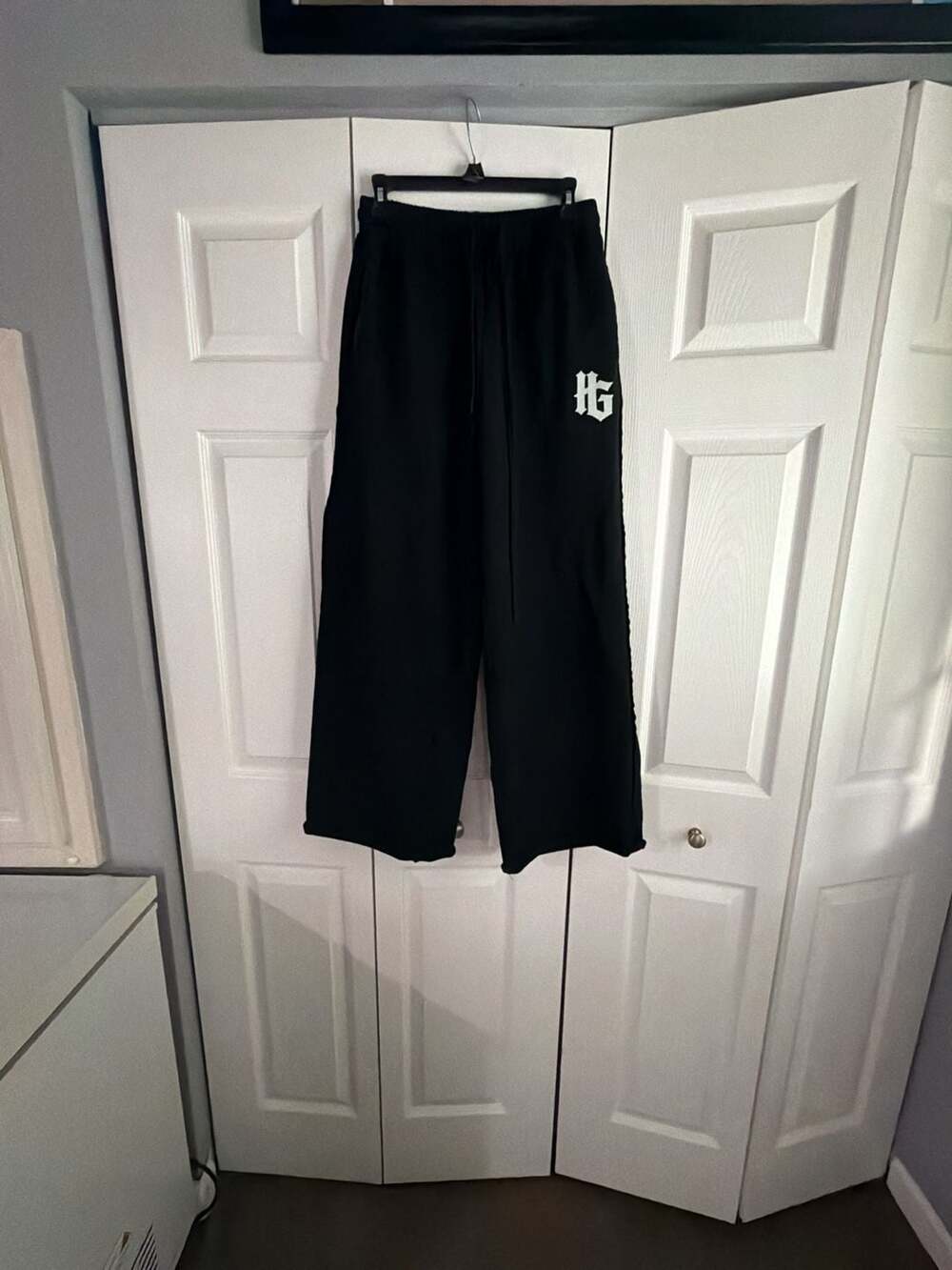 Holy Ghost Sweatpants Size M Black Logo Drawstring Wide Leg